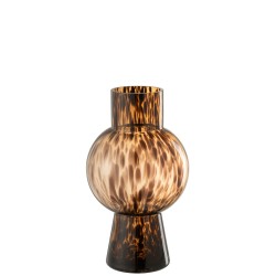 Vase boule en verre marron 16x16x31 cm