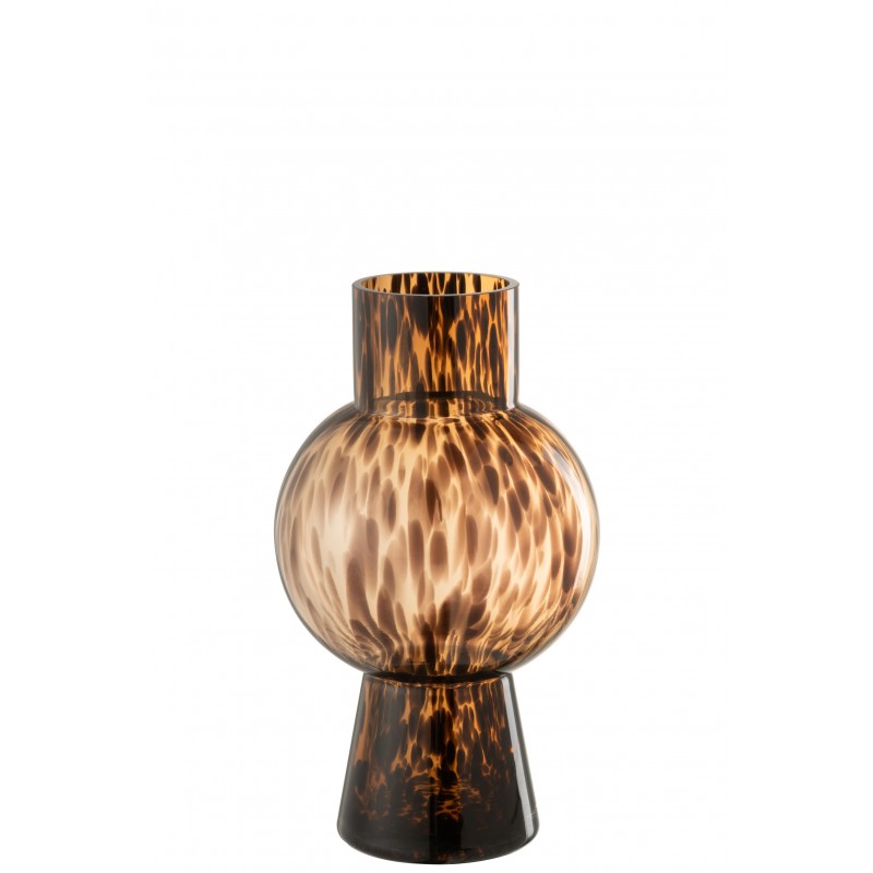 Vase boule en verre marron 16x16x31 cm