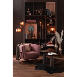 Obet décoratif avec cercles sur socle en métal orange 55x10x40 cm