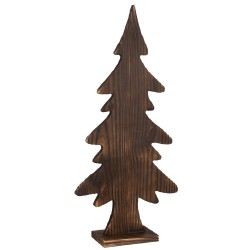 Sapin de Noël en bois marron sur pied en bois marron 30x10x64 cm