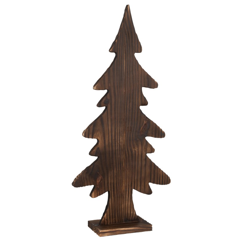Sapin de Noël en bois marron sur pied en bois marron 30x10x64 cm