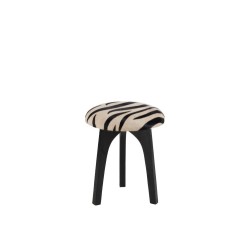 Tabouret rond avec assise en cuir et motif zébré