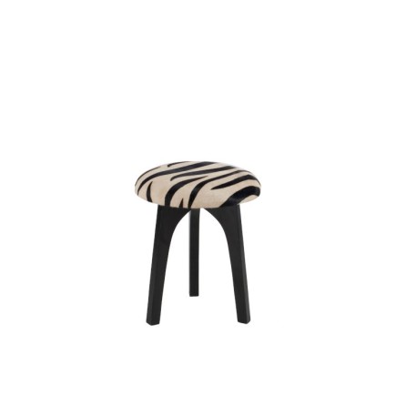 Tabouret rond avec assise en cuir et motif zébré