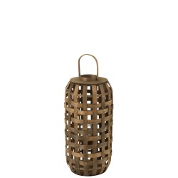 Lanterne cylindrique en bois marron foncé 68 cm