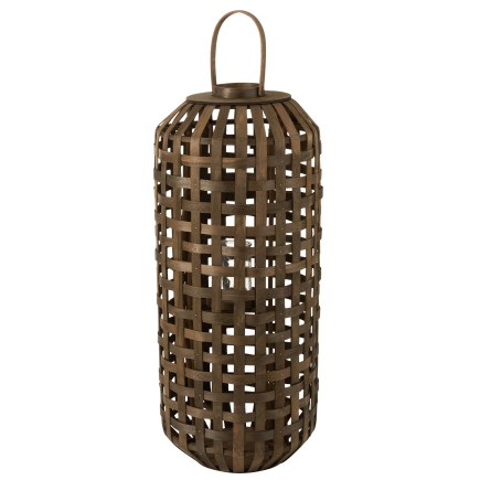 Grande lanterne cylindrique en bois 95 x 40 x 40cm