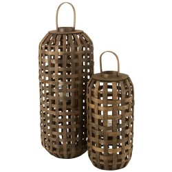 Grande lanterne cylindrique en bois 95 x 40 x 40cm