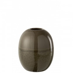 Vase ovale en céramique vert 18x18x20 cm