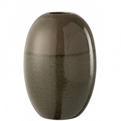 Vase ovale en céramique vert 21x21x30 cm