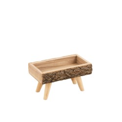 Cachepot rectangulaire sur pied en bois de paulownia naturel