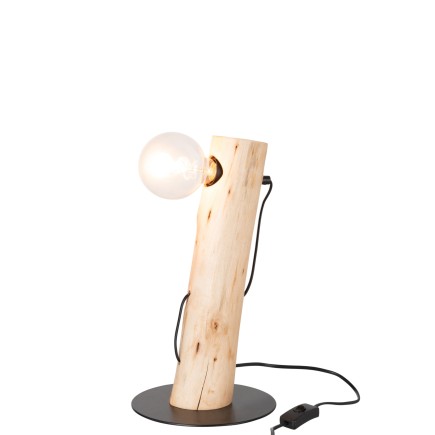 Lampara de mesa silas inclinada madera berangan natural Alt. 36 cm