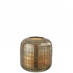 Vase cylindrique en verre marron 17x17x17 cm