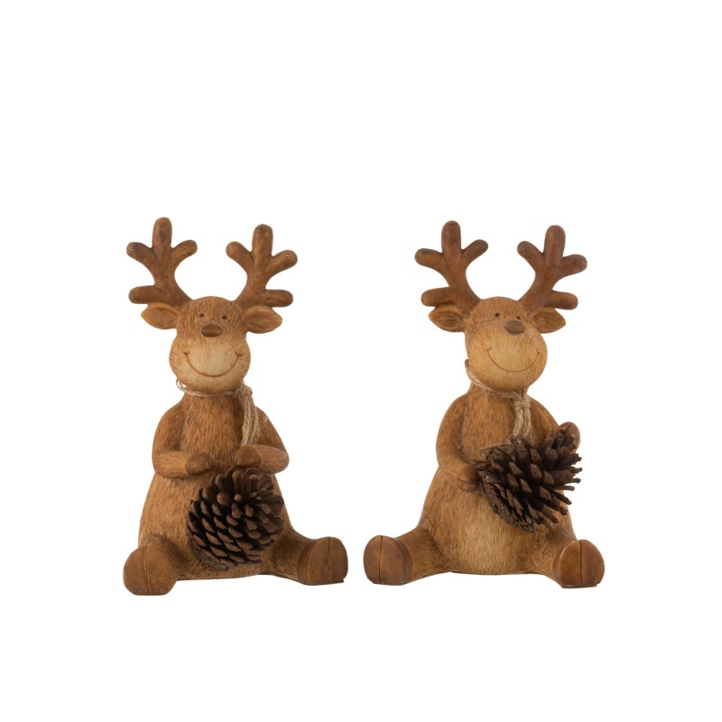 Lot de 3 rennes en résine marron 13x14x21 cm