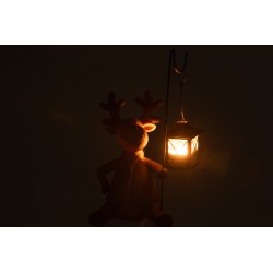 Photophore en résine marron 15x15x36 cm