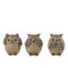 Hibou de la sagesse en résine gris 14x12x34 cm (Lot de 3) Hibou de la sagesse en résine gris 14x12x34 cm (Lot de 3)