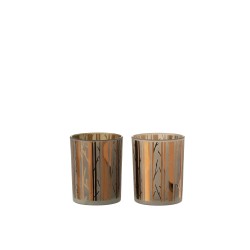 Portavelas árbol cristal marrón surtido de 2 Alt. 12