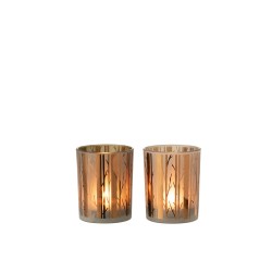 Portavelas árbol cristal marrón surtido de 2 Alt. 12
