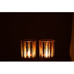 Portavelas árbol cristal marrón surtido de 2 Alt. 12