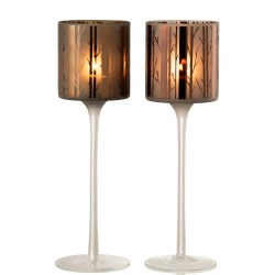 Lot de 2 photophores en verre marron 9x9x30 cm