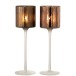 Lot de 2 photophores en verre marron 9x9x30 cm Lot de 2 photophores en verre marron 9x9x30 cm