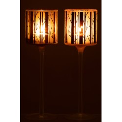 Lot de 2 photophores en verre marron 9x9x30 cm