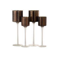 Lot de 2 photophores en verre marron 9x9x30 cm