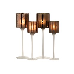 Lot de 2 photophores en verre marron 9x9x30 cm