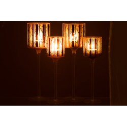 Lot de 2 photophores en verre marron 9x9x30 cm