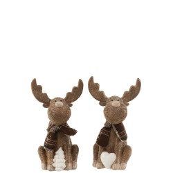Assortiment de 2 rennes marron en écharpe pour votre décoration de Noël