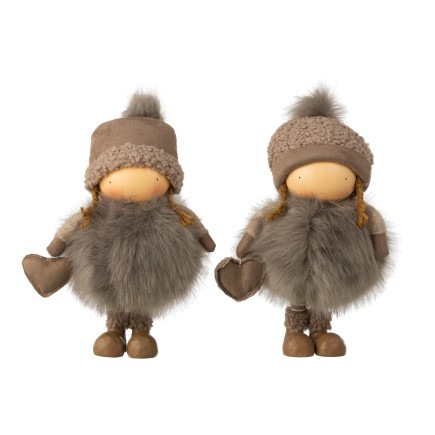 Set de 2 petites filles en résine gris 35x17x33 cm