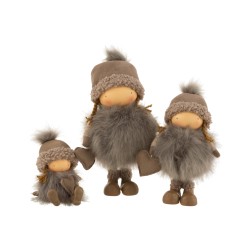 Set de 2 petites filles en résine gris 35x17x33 cm