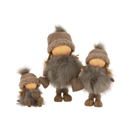 Set de 2 petites filles en résine gris 35x17x33 cm