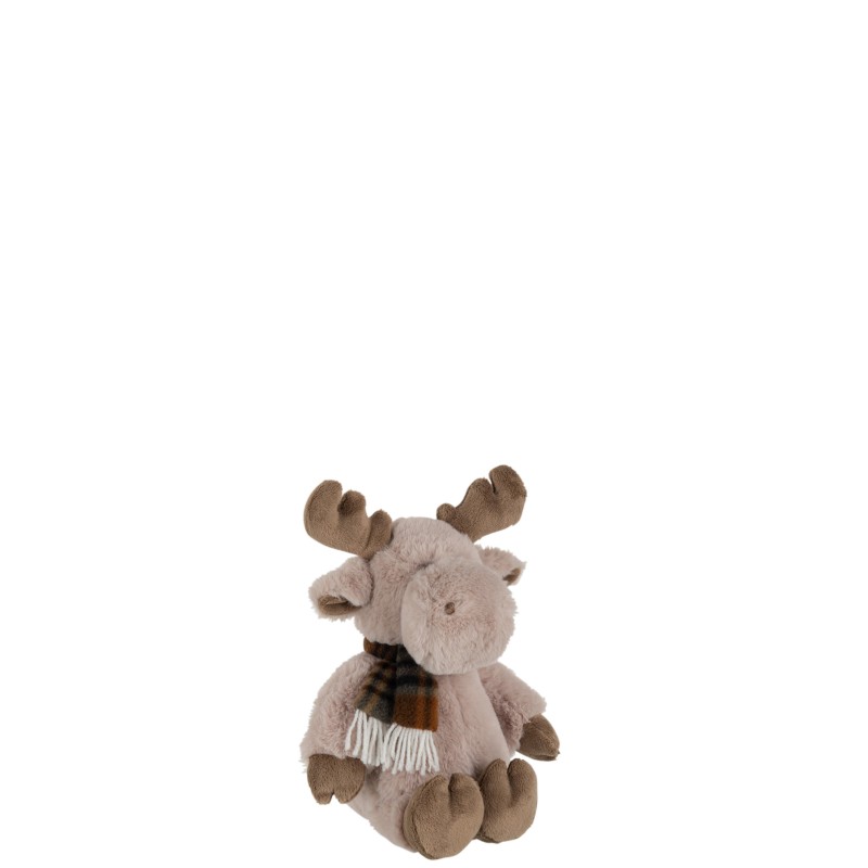 Reno con bufanda de peluche marrón 14x20x20 cm