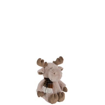 Reno con bufanda de peluche marrón 14x20x20 cm