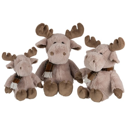 Reno + bufanda peluche beis/marrón claro Alt. 33 cm
