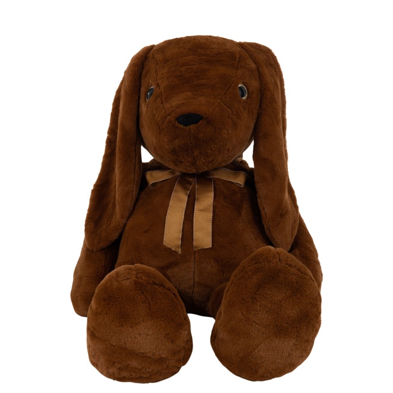 Lapin avec noeud en peluche marron H60cm