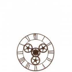 Horloge avec chiffres romains et mécanisme de roues dentées apparent de 60 cm