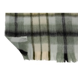 Plaid quadrille en acrylique et laine vert et blanc 190x136cm