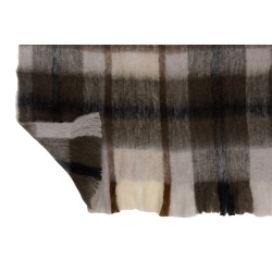 Plaid quadrille en acrylique et laine marron et blanc 190x136cm