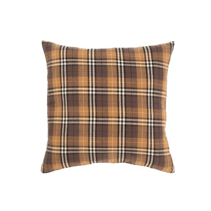 Cuscino 38x38cm in poliestere marrone con motivo a griglia