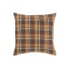 Cuscino a motivi a quadri in poliestere marrone di 38x38 cm.