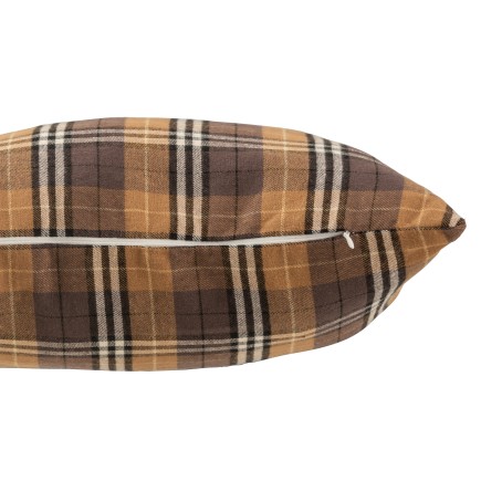 Cuscino 38x38cm in poliestere marrone con motivo a griglia