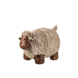 CALE-PORTE MOUTON TEXTILE MARRON / GRIS LARGE