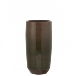 Vase ovale haut en céramique vert 27x27x54 cm