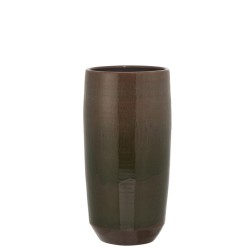 Vase ovale haut en céramique vert 27x27x54 cm