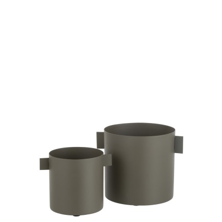 cache-pot rond metal vert l