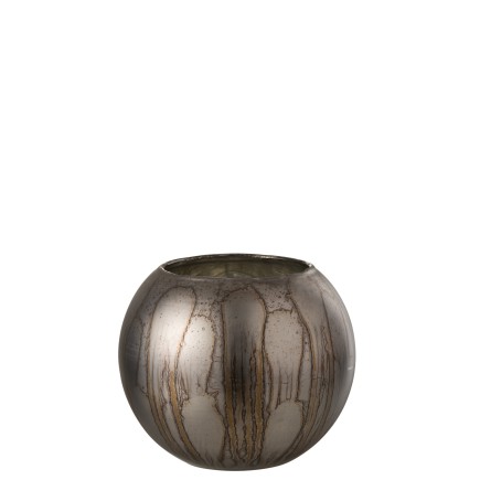 Photophore rond en verre gris 20x20x17 cm