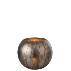 Photophore rond en verre gris 20x20x17 cm