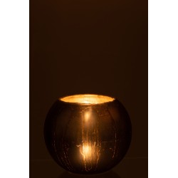 Photophore rond en verre gris 20x20x17 cm