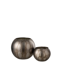 Photophore rond en verre gris 20x20x17 cm