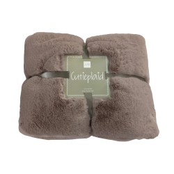 Plaid en polyester taupe 180x130 cm